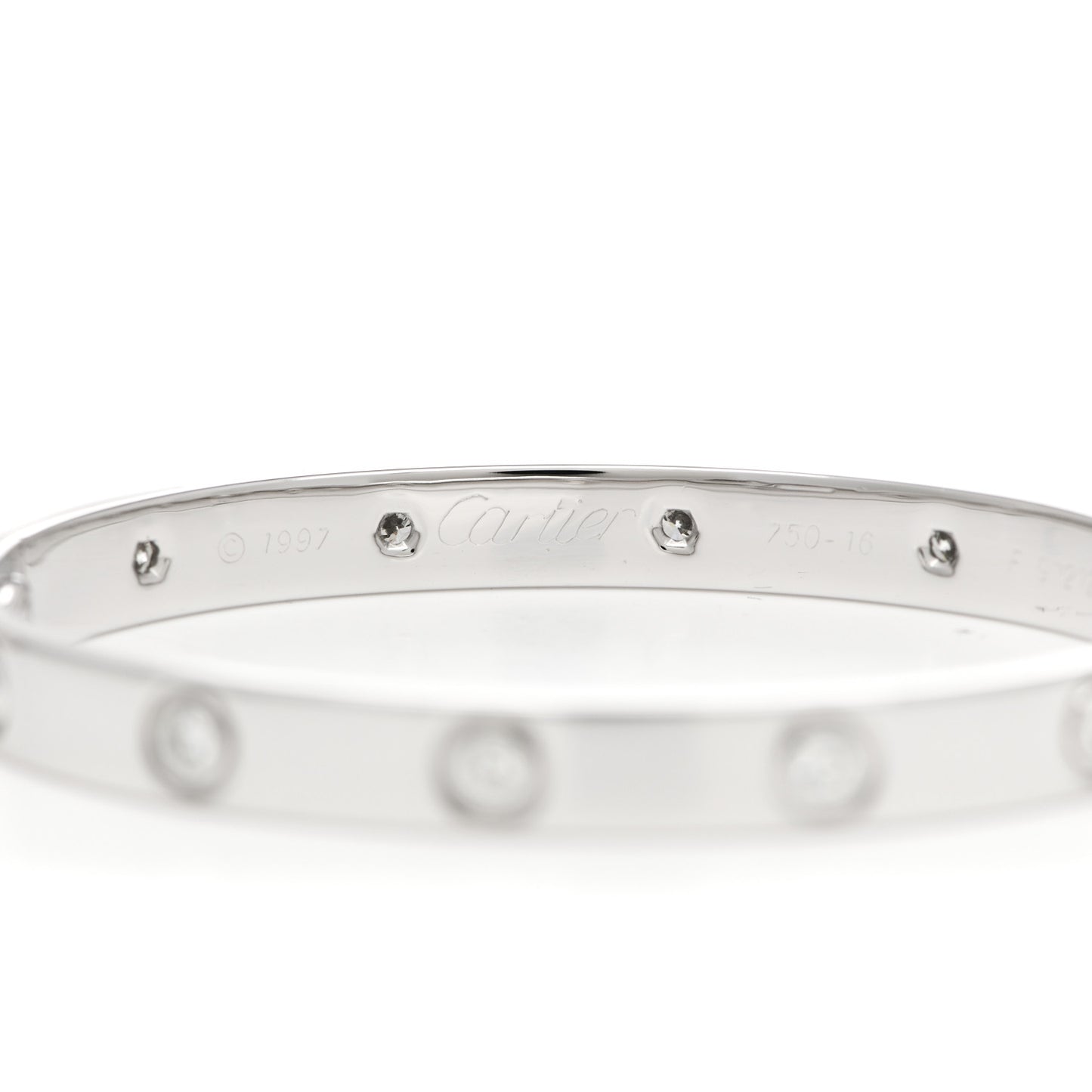 18K White Gold 10 Diamond LOVE Bracelet 16