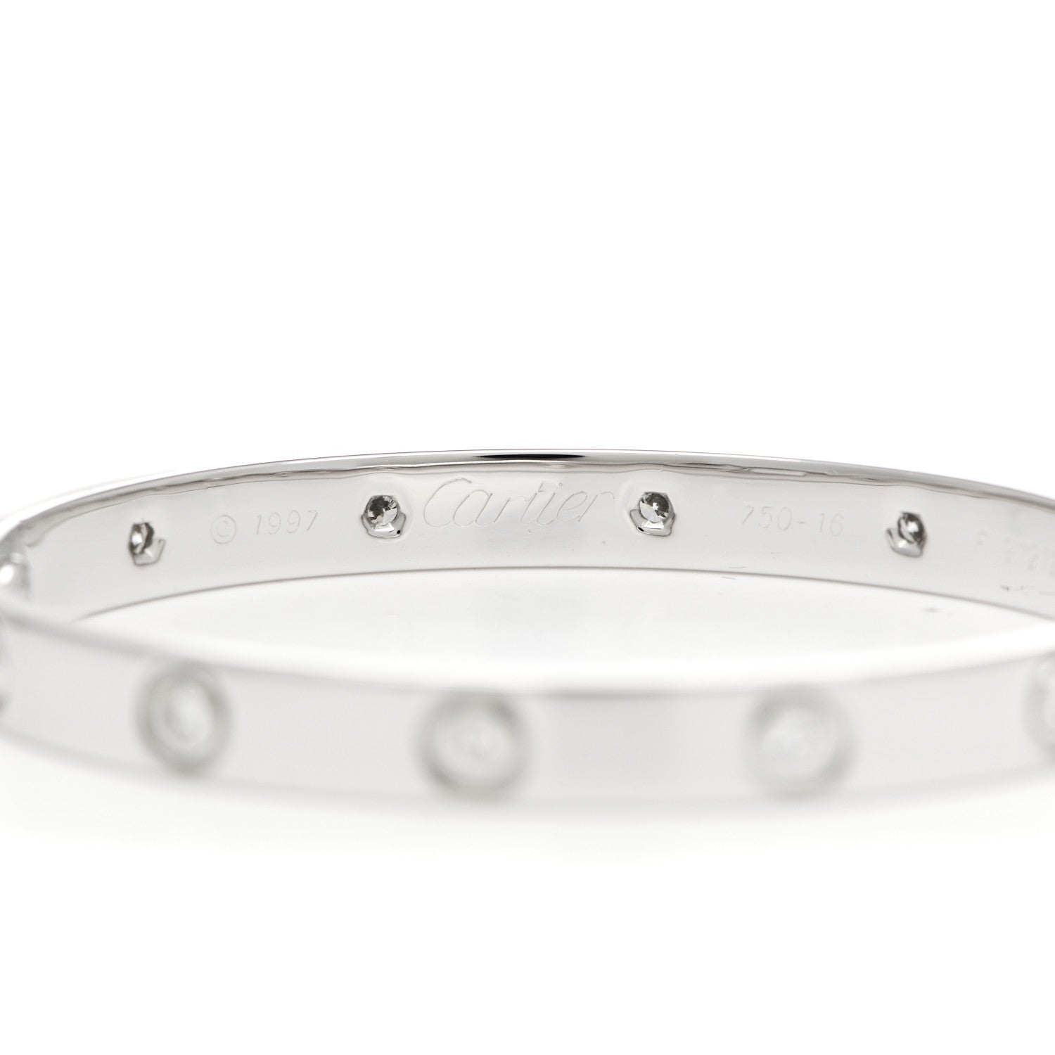 Cartier 18K White Gold 10 Diamond LOVE Bracelet 16 3 of 6