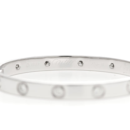 Cartier 18K White Gold 10 Diamond LOVE Bracelet 16 3 of 6