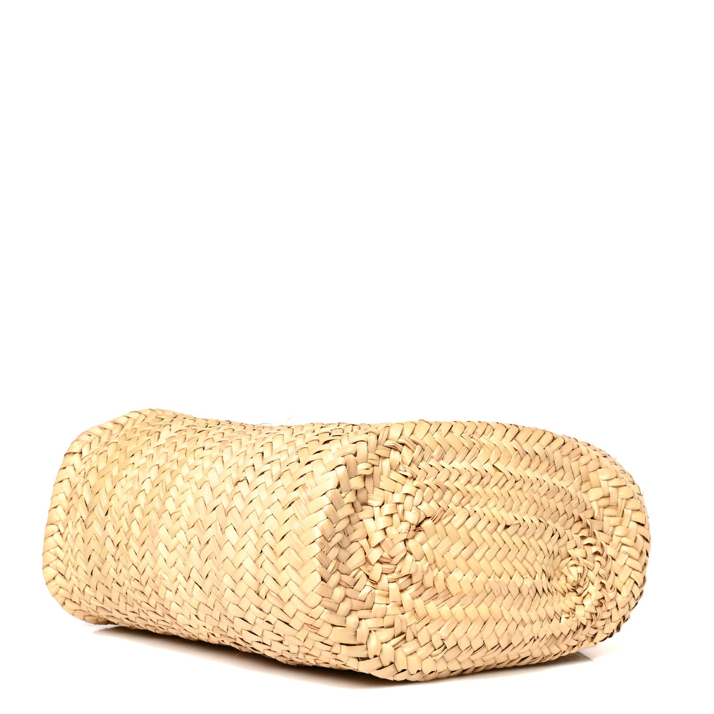 Raffia Calfskin Triomphe Medium Panier Tan