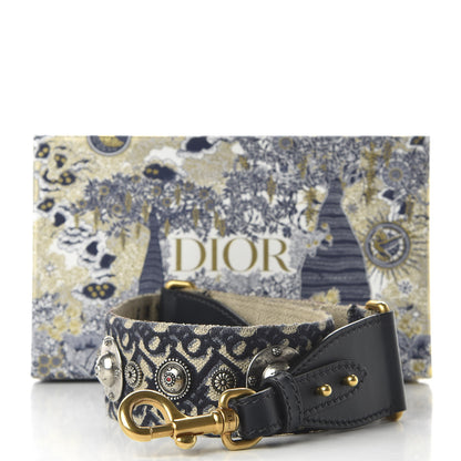 Christian Dior Oblique Studded Shoulder Strap Blue 5 of 5