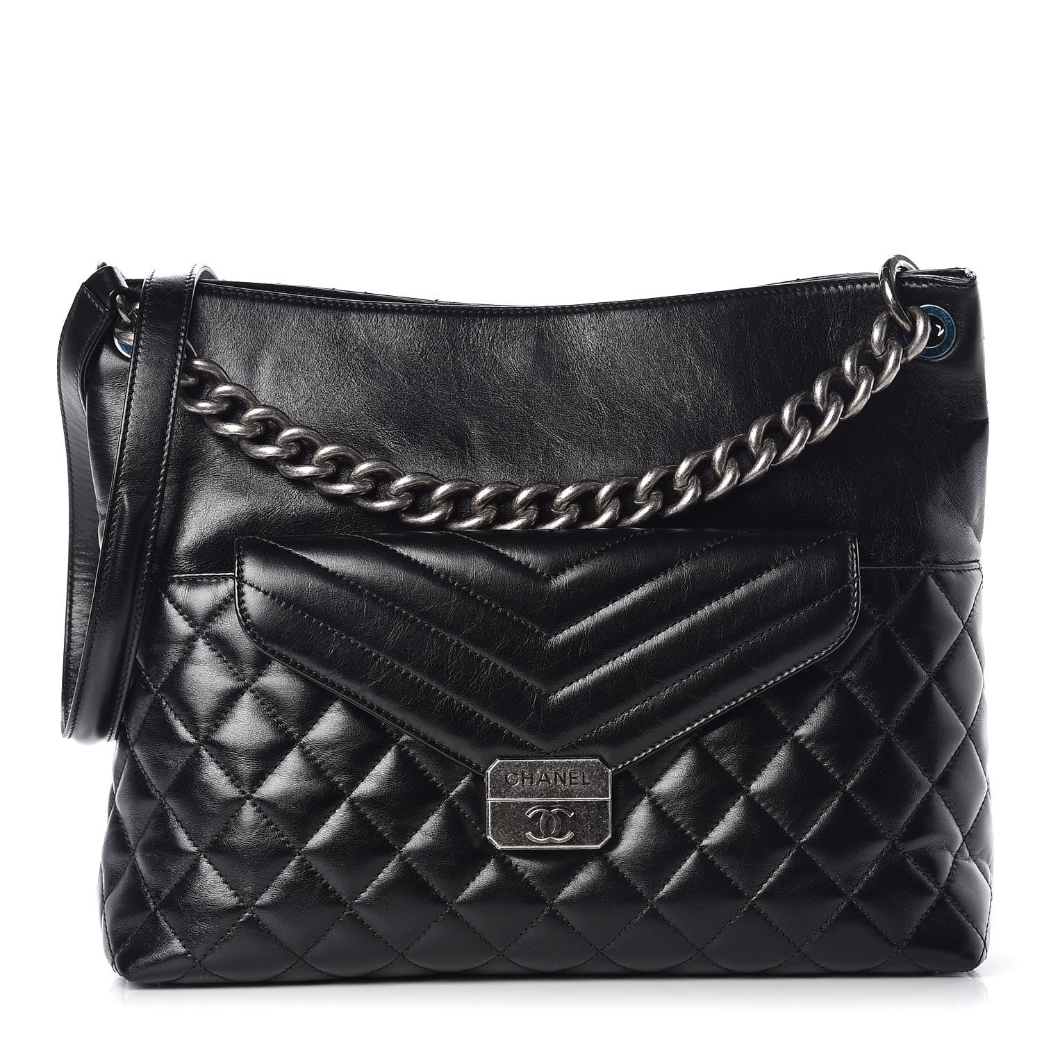 Chanel Aged Calfskin Quilted Mad About Quilting Hobo Black 1 of 10