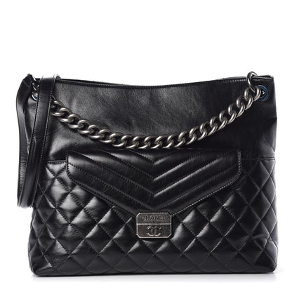 Chanel Aged Calfskin Quilted Mad About Quilting Hobo Black 1 of 10