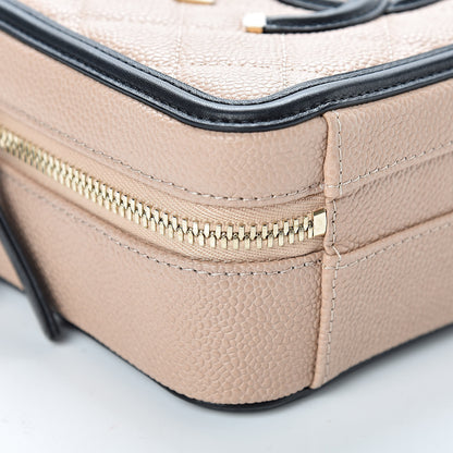 Chanel Caviar Quilted Small CC Filigree Vanity Case Beige Black 9 of 11