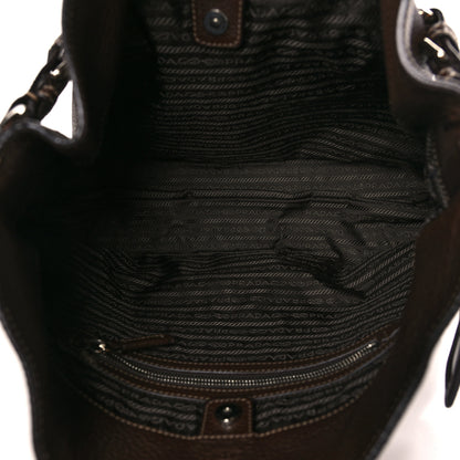 Prada Vitello Daino Rope Knotted Hobo Brown 5 of 8