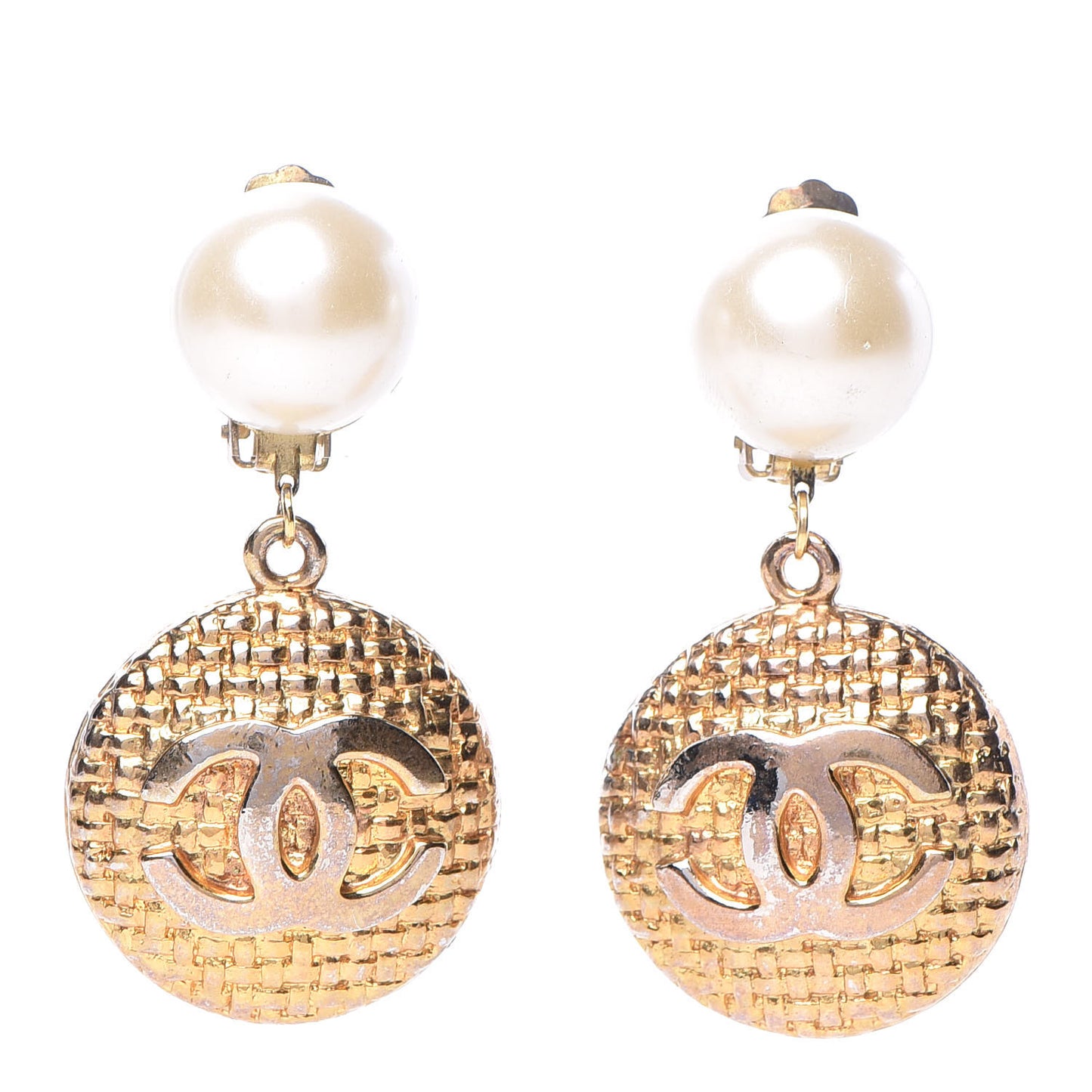 Pearl CC Drop Earrings Gold