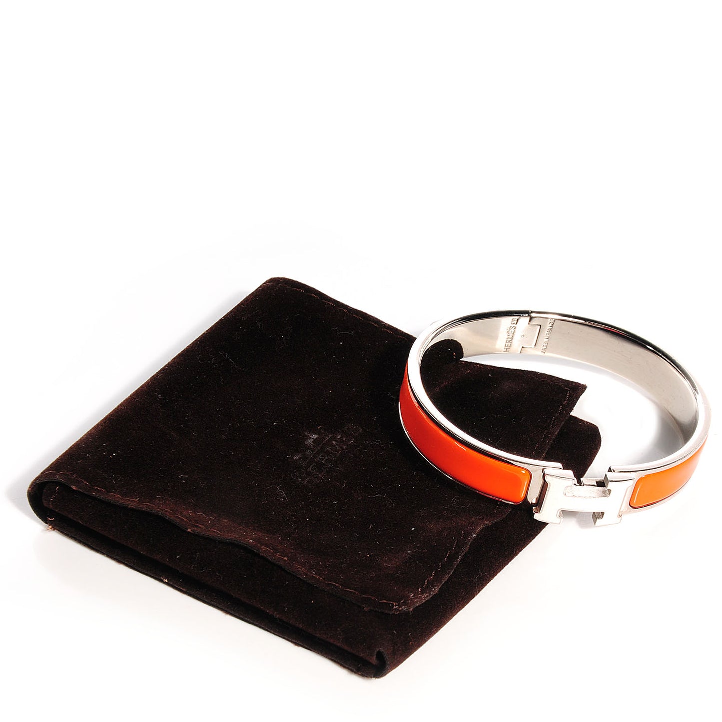 Narrow Enamel Clic Clac H Bracelet PM Orange and White