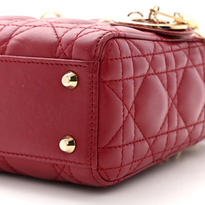 Christian Dior Lambskin Cannage Mini Lady Dior Burgundy 10 of 14