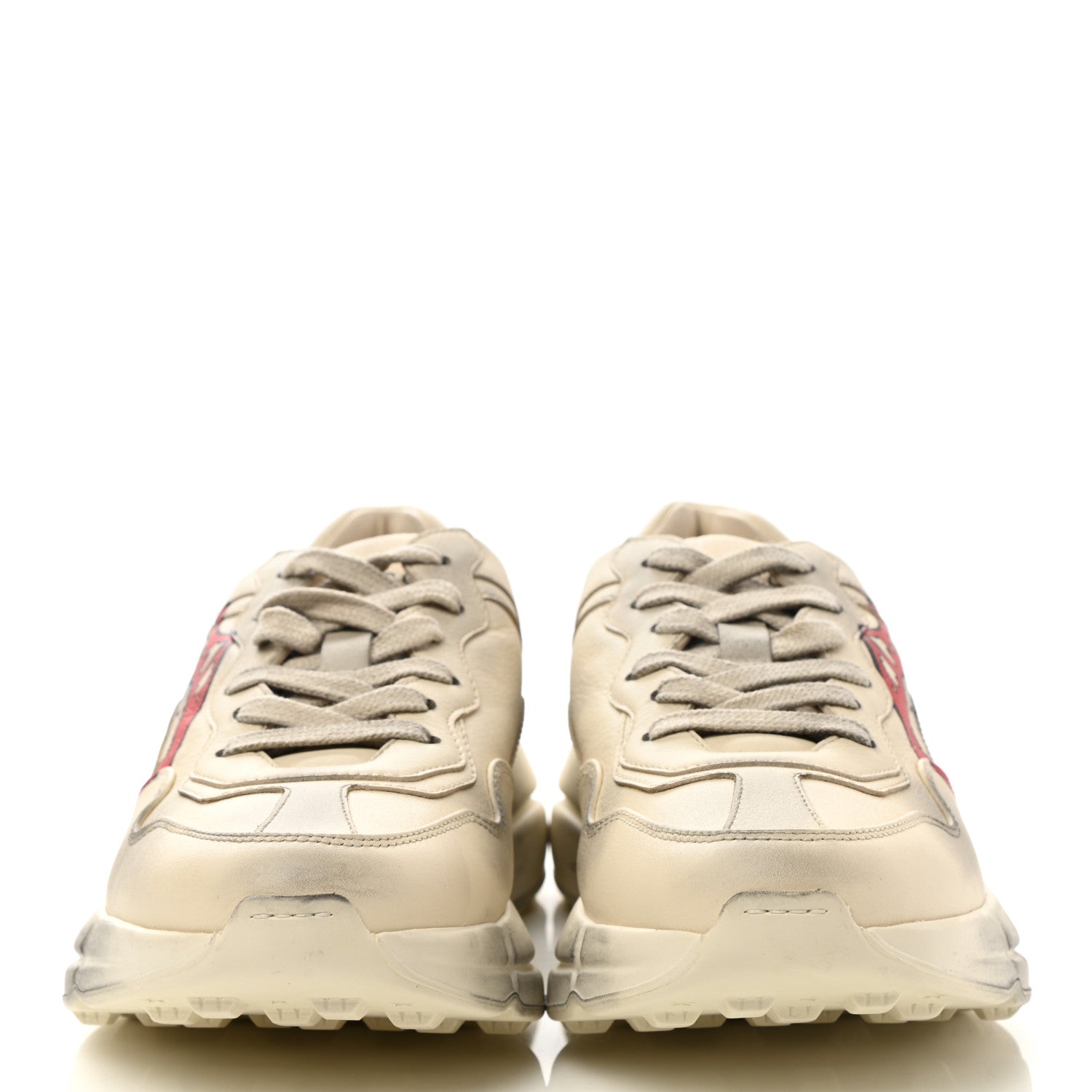 Gucci Calfskin Mouth Print Womens Rhyton Sneakers 36.5 Ivory 2 of 9
