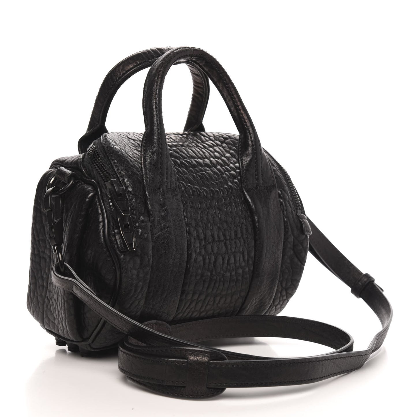 Pebbled Lambskin Mini Rockie Black Matte Black Hardware