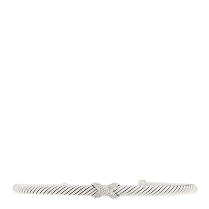 David Yurman Sterling Silver Diamond 4mm X Cable Bracelet 1 of 4