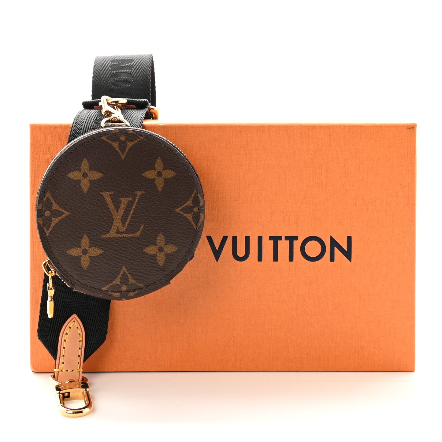 Nylon Monogram Strap with Coin Purse Black