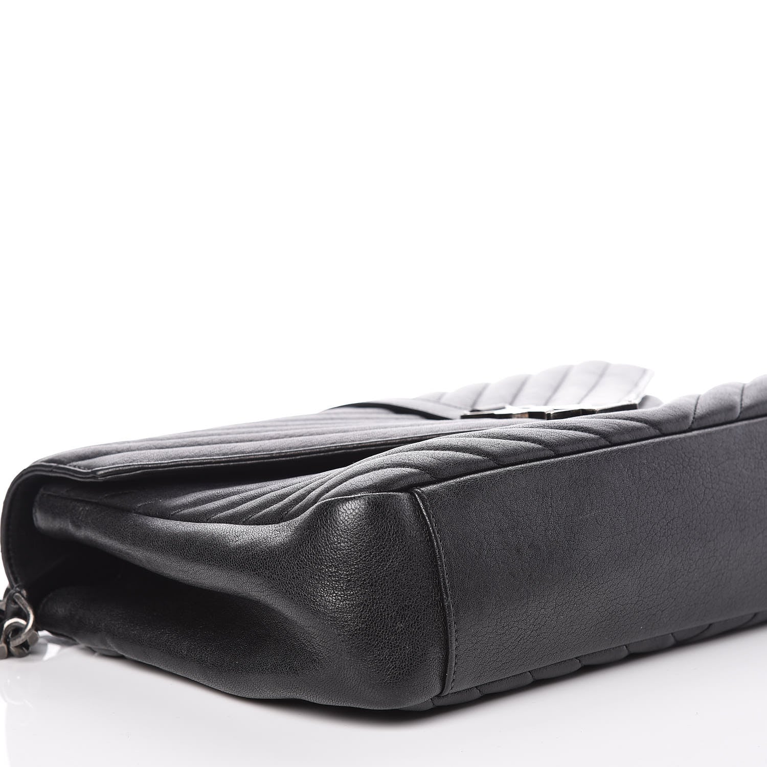 Saint Laurent Sheepskin Matelasse Chevron Monogram Large College Satchel Black 5 of 9