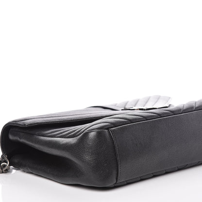 Saint Laurent Sheepskin Matelasse Chevron Monogram Large College Satchel Black 5 of 9