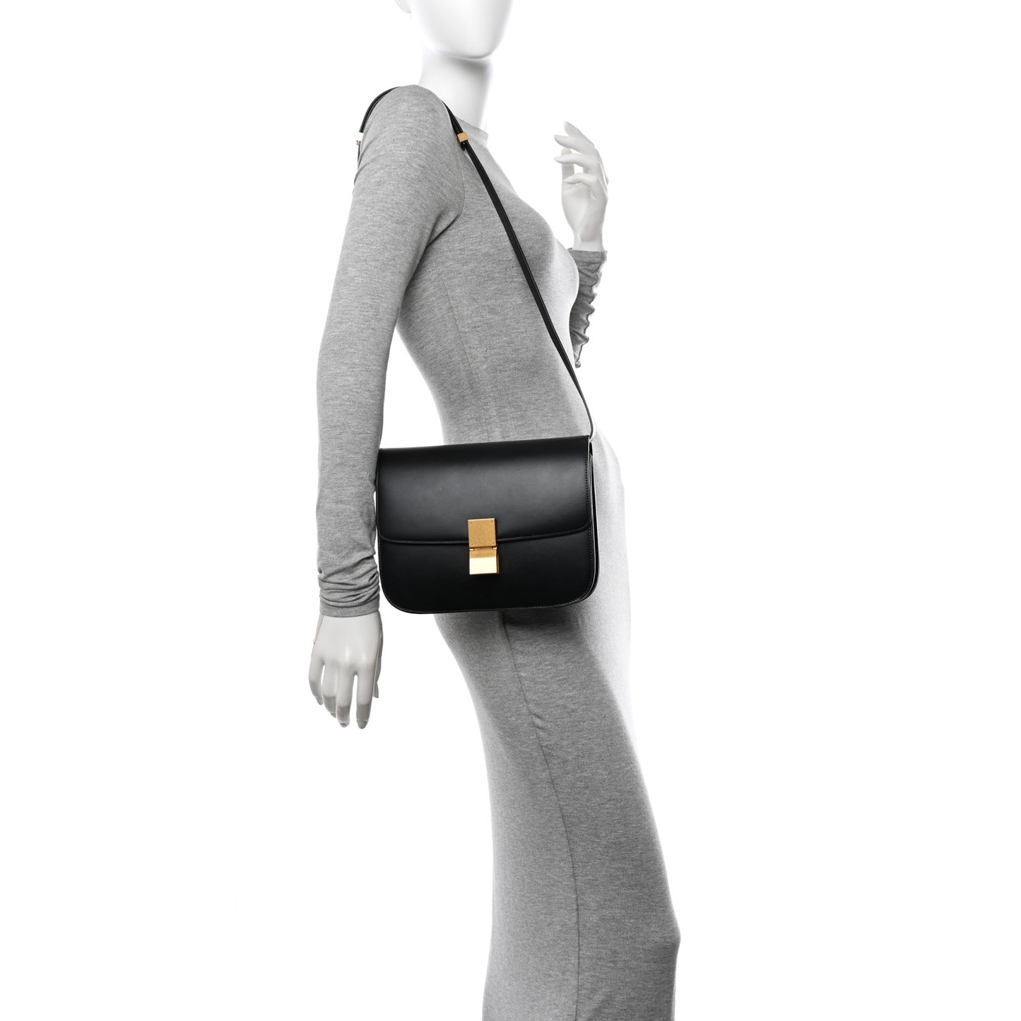 Box Calfskin Medium Classic Box Flap Bag Black