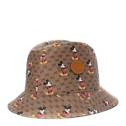 Gucci X DISNEY Mini Vintage GG Supreme Monogram Mickey Mouse Trent Bucket Hat M Beige Ebony Yellow 1 of 4