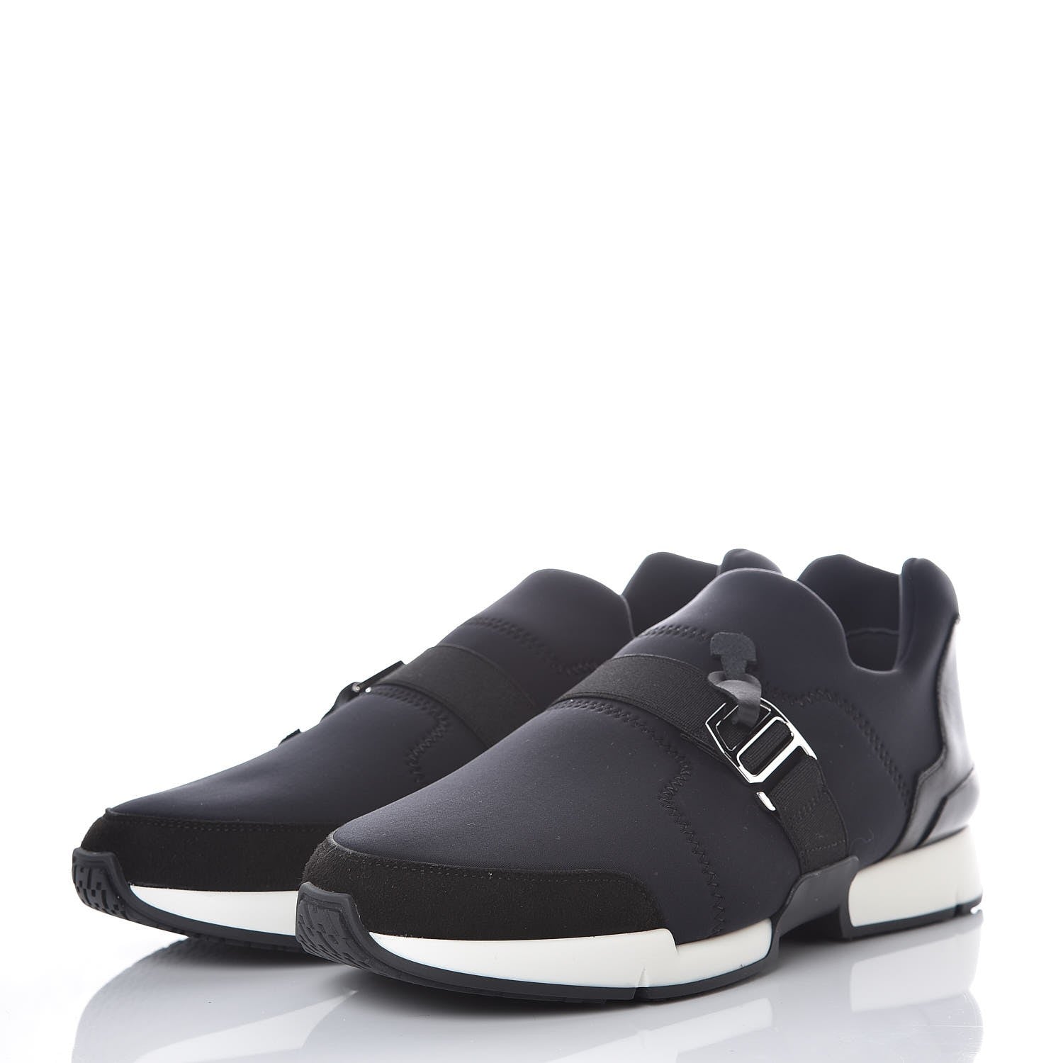 Hermes Technical Canvas Calfskin Run Sneakers 41.5 Marine 3 of 8
