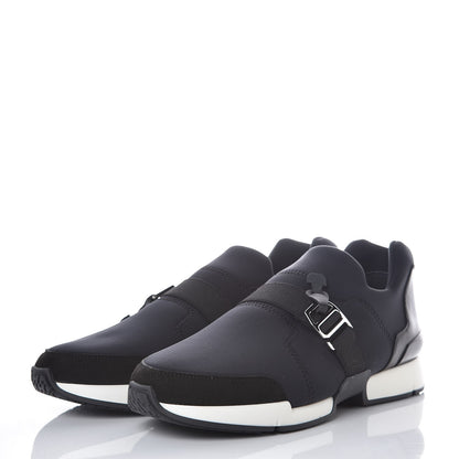 Hermes Technical Canvas Calfskin Run Sneakers 41.5 Marine 3 of 8