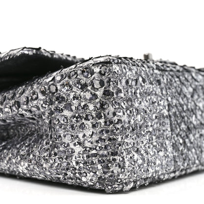 Chanel Metallic Snakeskin Medium Double Flap Black Silver 9 of 11