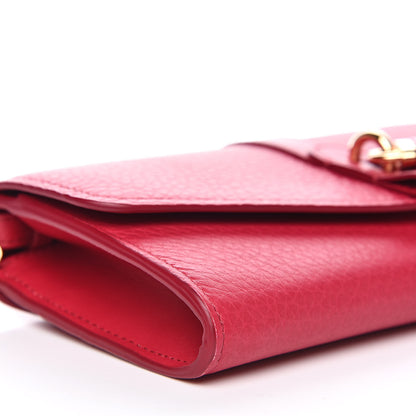 Chloe Shiny Grained Calfskin Aby Wallet on Chain Crimson Pink 7 of 10