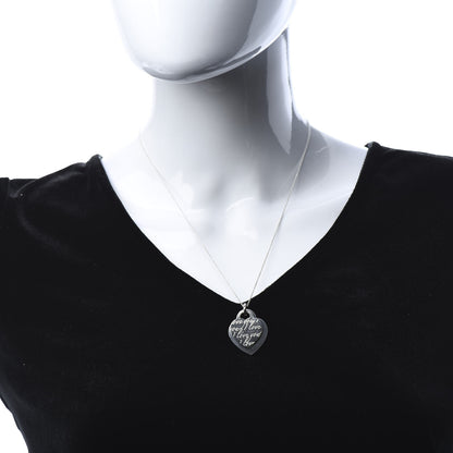 Tiffany Sterling Silver Notes I Love You Double Heart Pendant Necklace 2 of 7