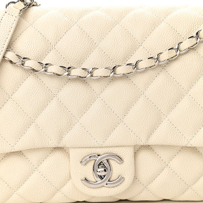 Chanel Caviar Quilted Jumbo Easy Flap Dark White 8 of 11