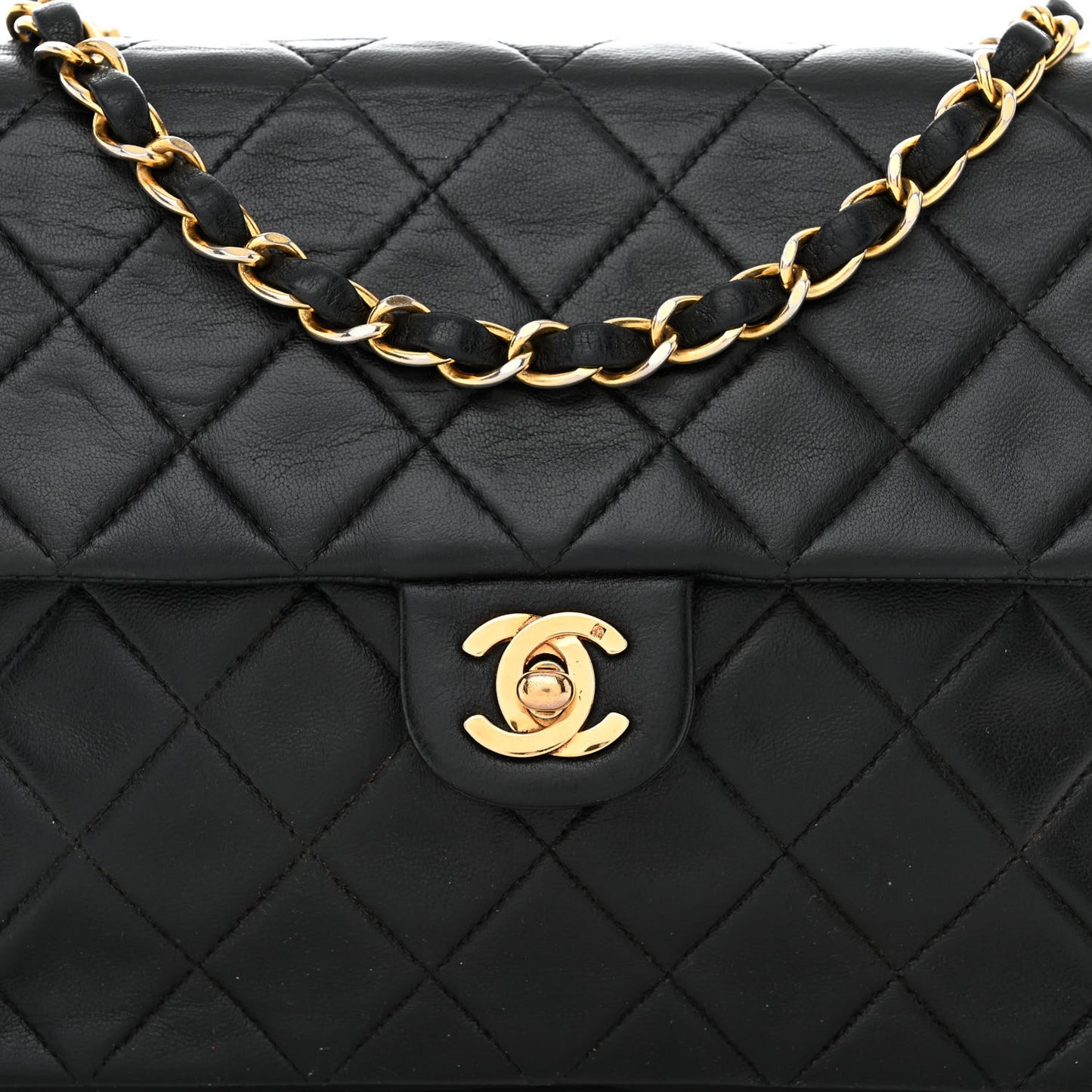 Lambskin Quilted Small Single Flap Bag Black