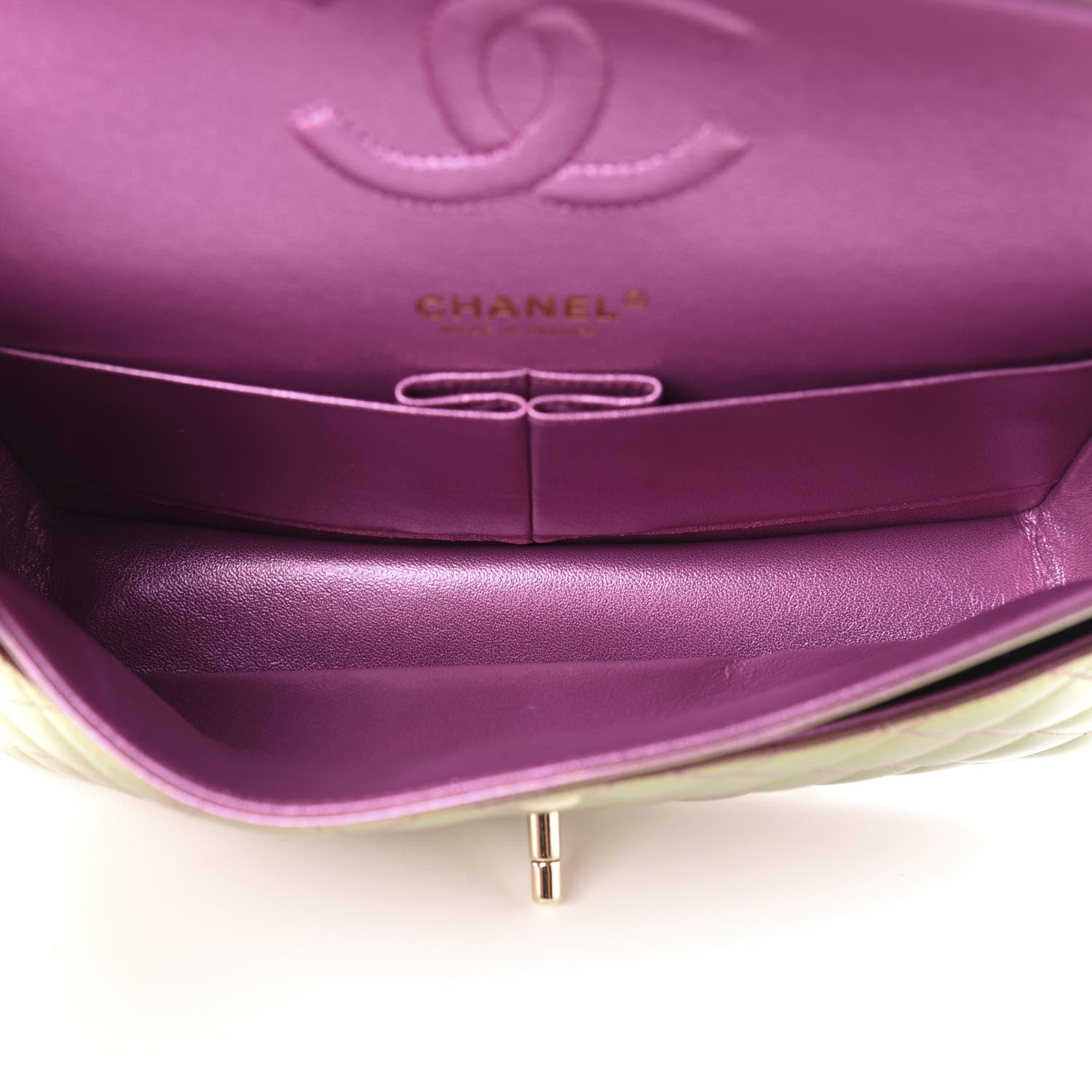 Chanel Iridescent Lambskin Quilted Medium Double Flap Purple 5 of 10