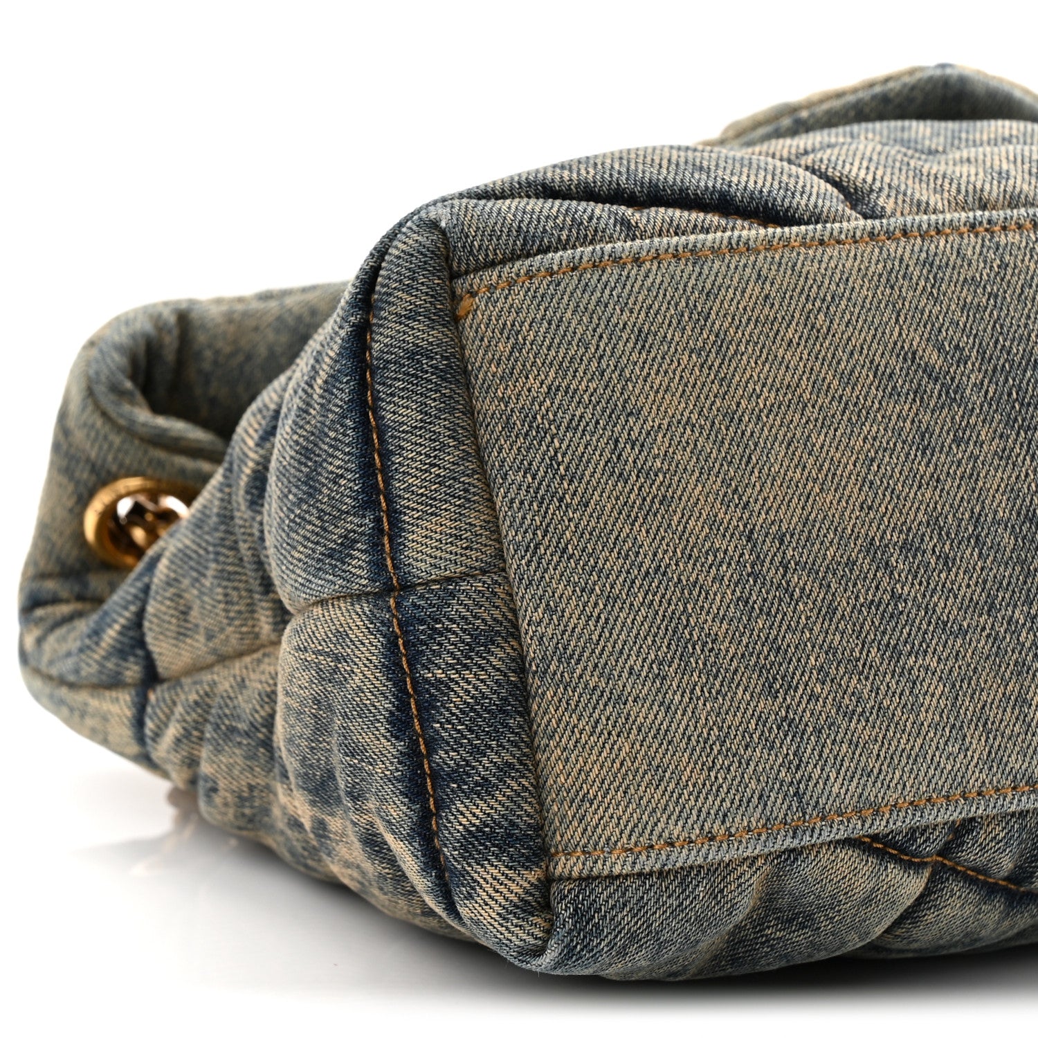 Saint Laurent Denim Quilted Small Loulou Puffer Monogram Chain Satchel Rodeo Blue 9 of 10