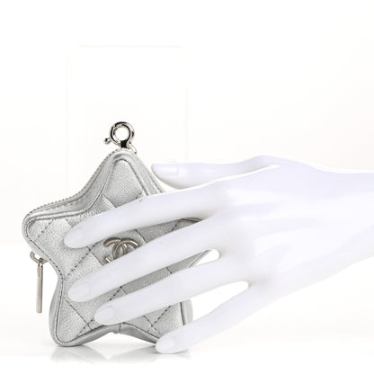 Chanel Metallic Lambskin Walk Of Fame Star Clip On Coin Purse Silver 2 of 7