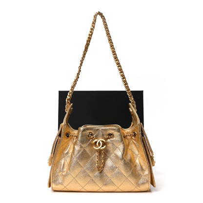 Chanel Metallic Caviar Quilted Mini Chanel 25 Handbag Gold 10 of 11
