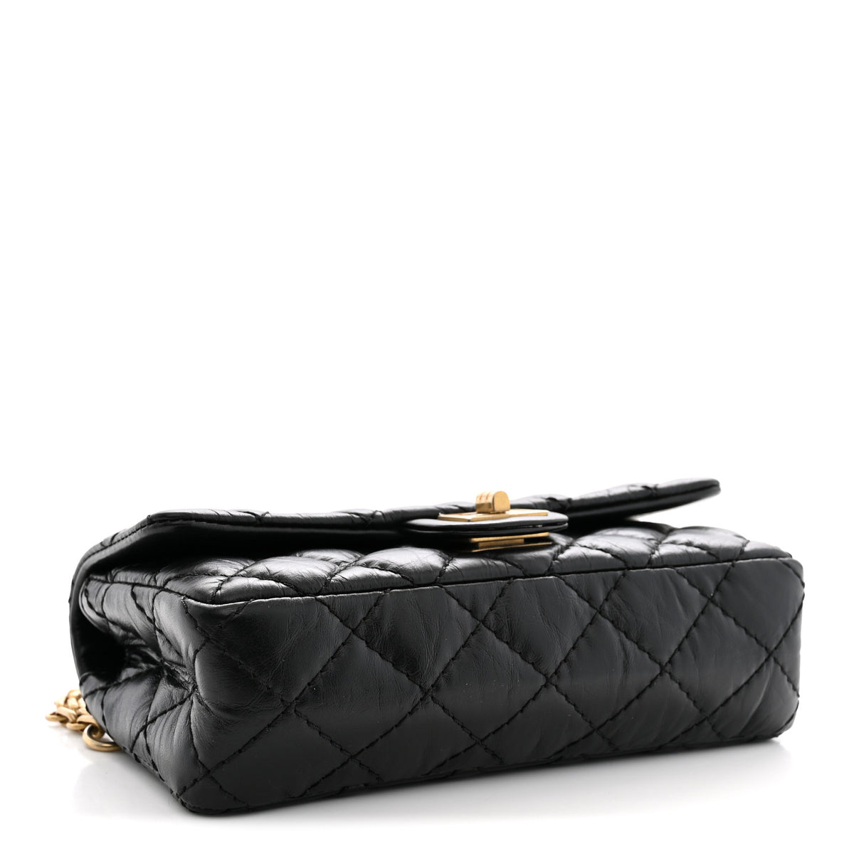 Chanel Aged Calfskin Quilted 2.55 Reissue Flap Belt Bag Clutch Black 4 of 11