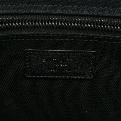 Saint Laurent Linen Calfskin Rive Gauche Tote Black 6 of 10