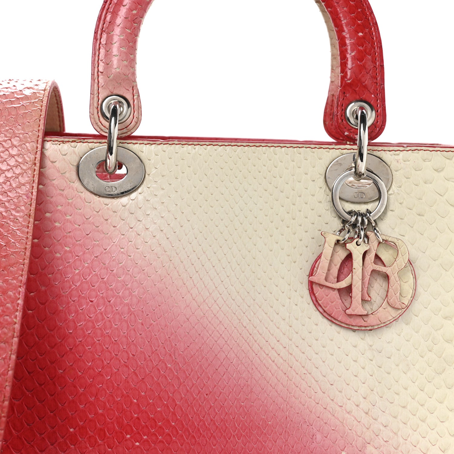 Christian Dior Snakeskin Ombre Medium Lady Dior Red White 8 of 11