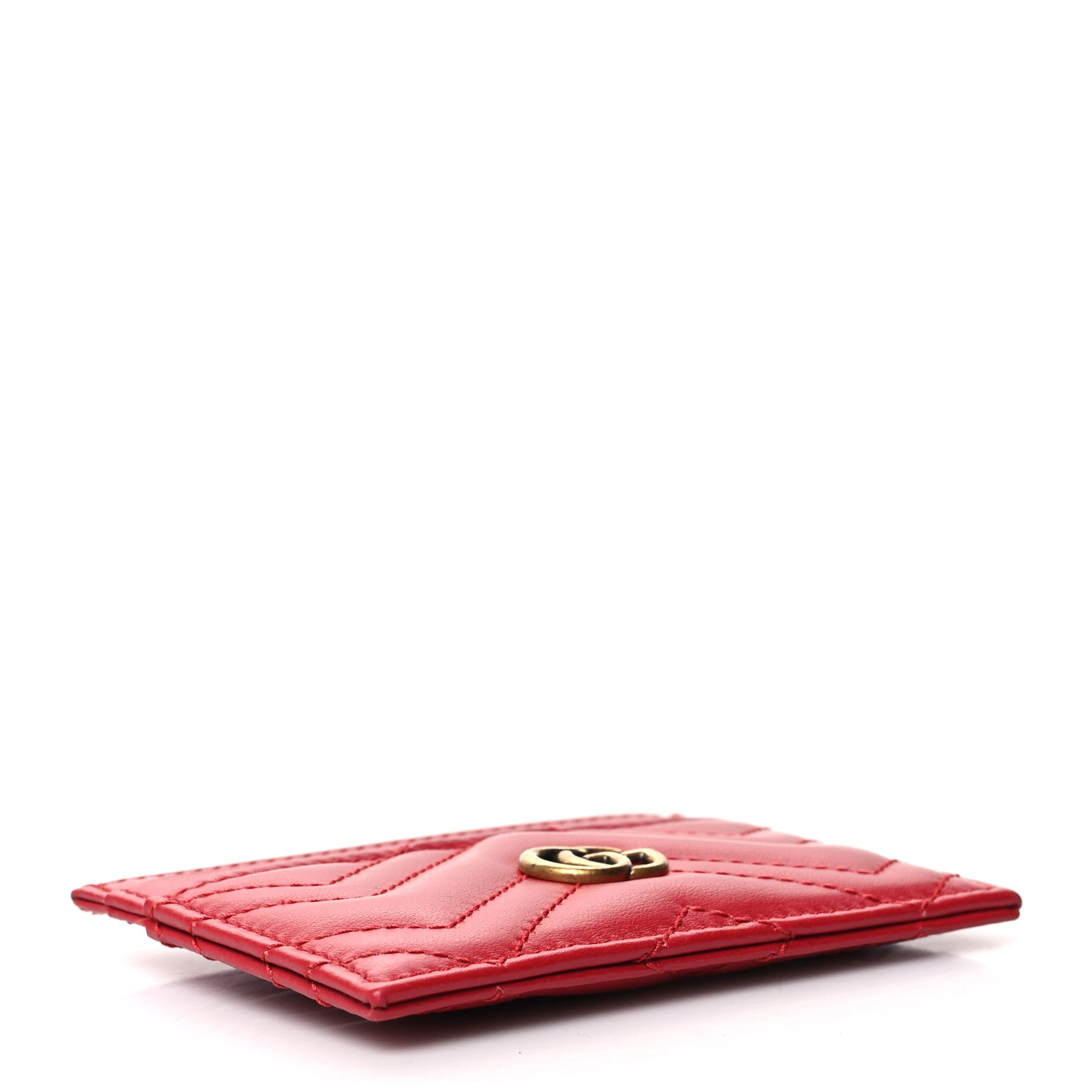 Gucci Calfskin Matelasse GG Marmont Card Holder Hibiscus Red 4 of 10