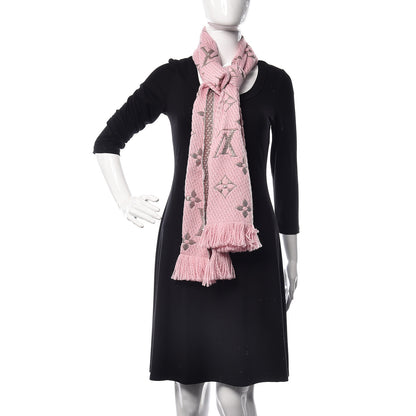 Louis Vuitton Wool Silk Logomania Shine Scarf Pink 2 of 4