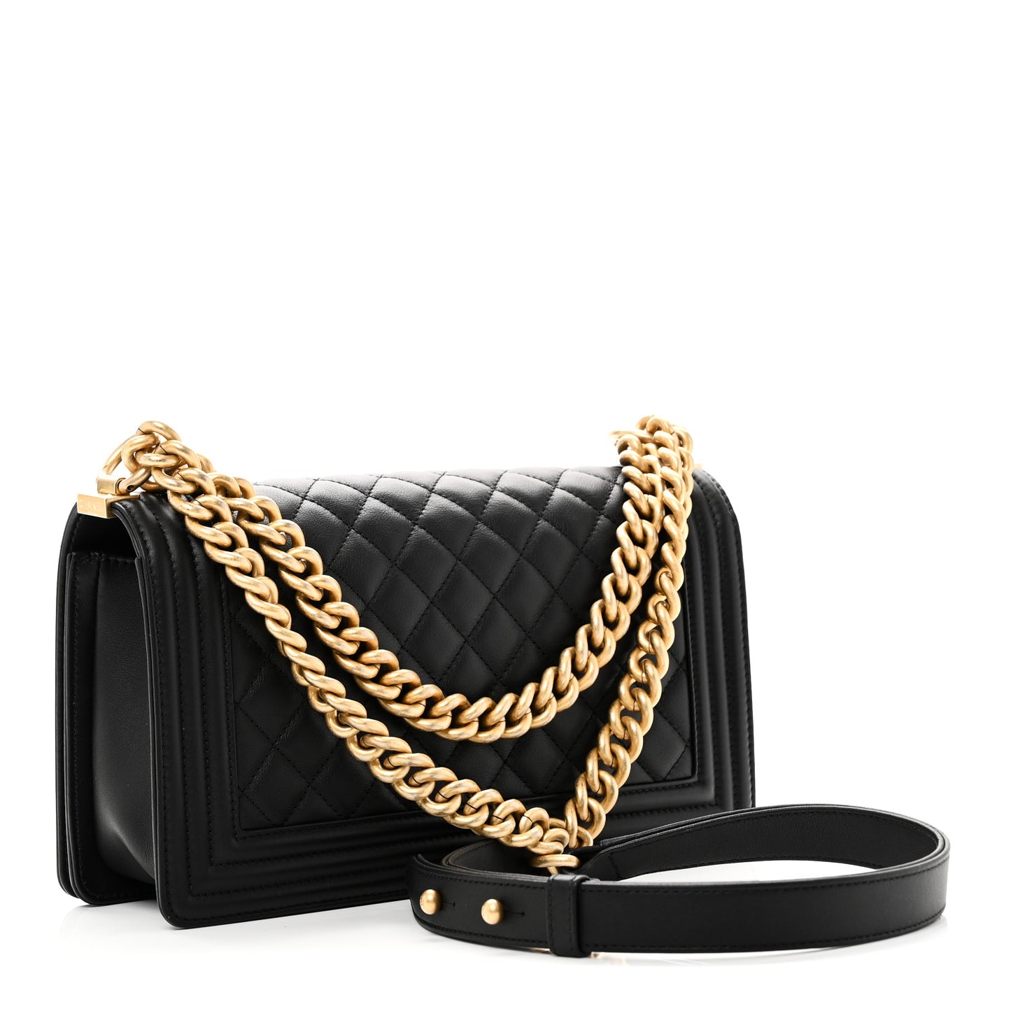Calfskin Quilted Medium Boy Flap Black