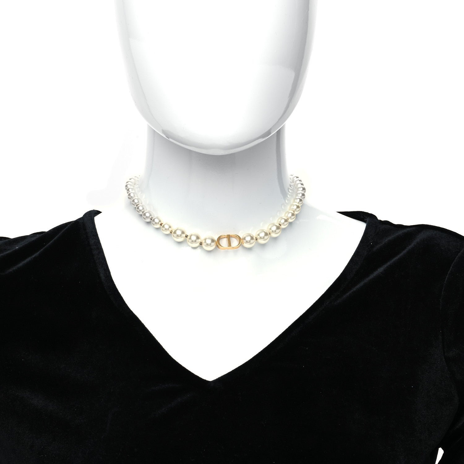 Christian Dior Pearl 30 Montaigne Choker Necklace Gold 2 of 5