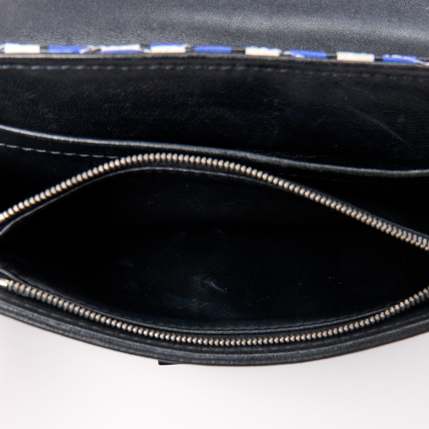 Louis Vuitton Calfskin Epi Smock Louise MM Chain Clutch Blue White Black 6 of 11