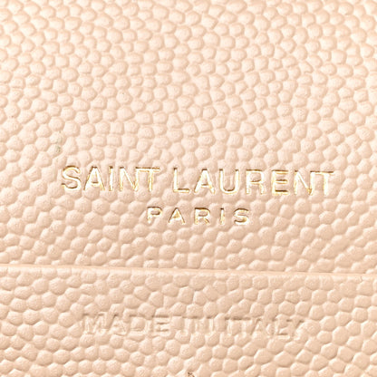 Saint Laurent Grain De Poudre Matelasse Chevron Monogram Chain Wallet Dark Beige 7 of 12