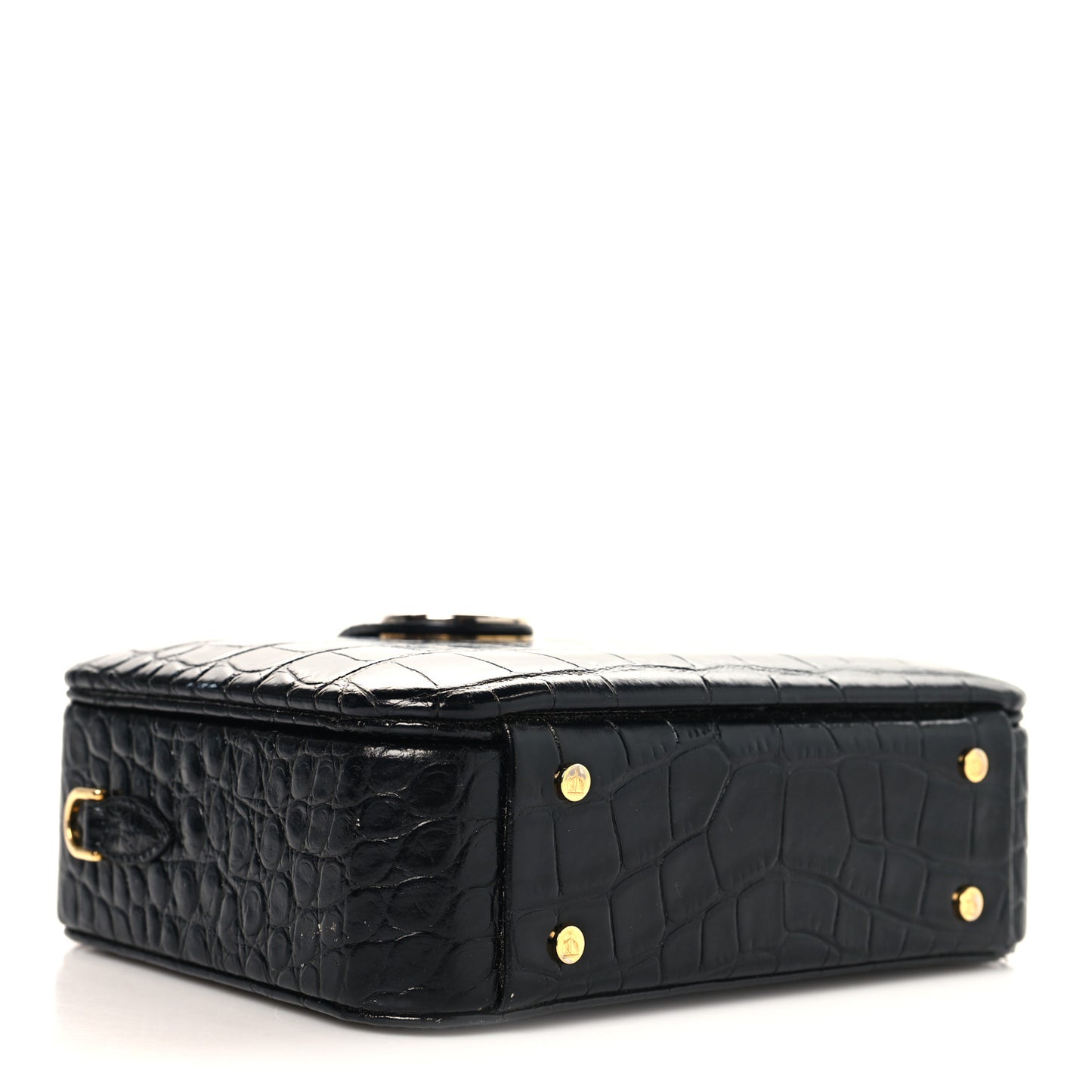Calfskin Crocodile Embossed Bento Bag Black