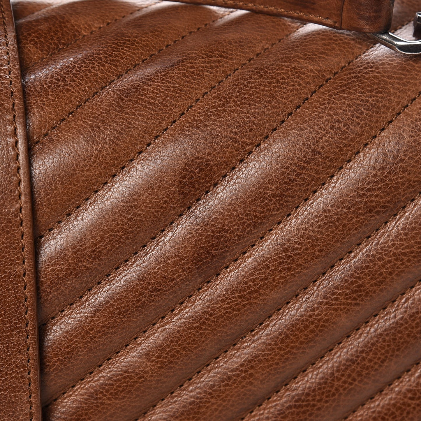 Calfskin Matelasse Chevron Monogram Large College Bag Cognac