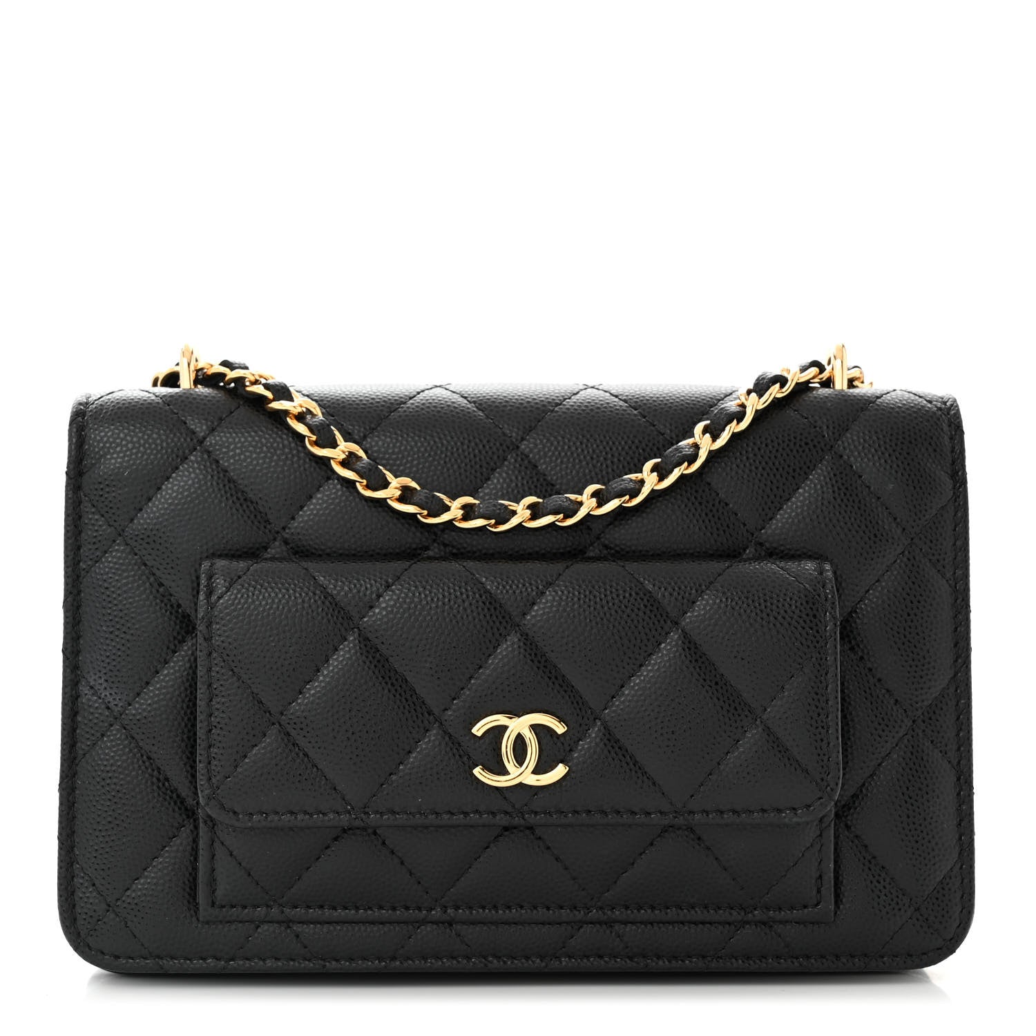 Chanel Caviar Quilted Pocket Clutch With Chain WOC Black 1 of 13