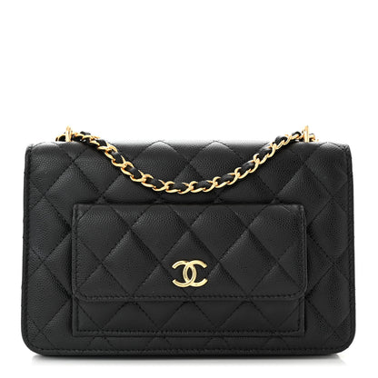 Chanel Caviar Quilted Pocket Clutch With Chain WOC Black 1 of 13