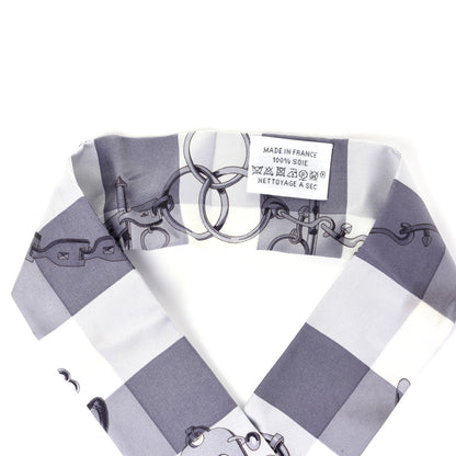 Hermes Silk Mors Et Gourmettes Vichy Twilly Anthracite Menthol White 3 of 7