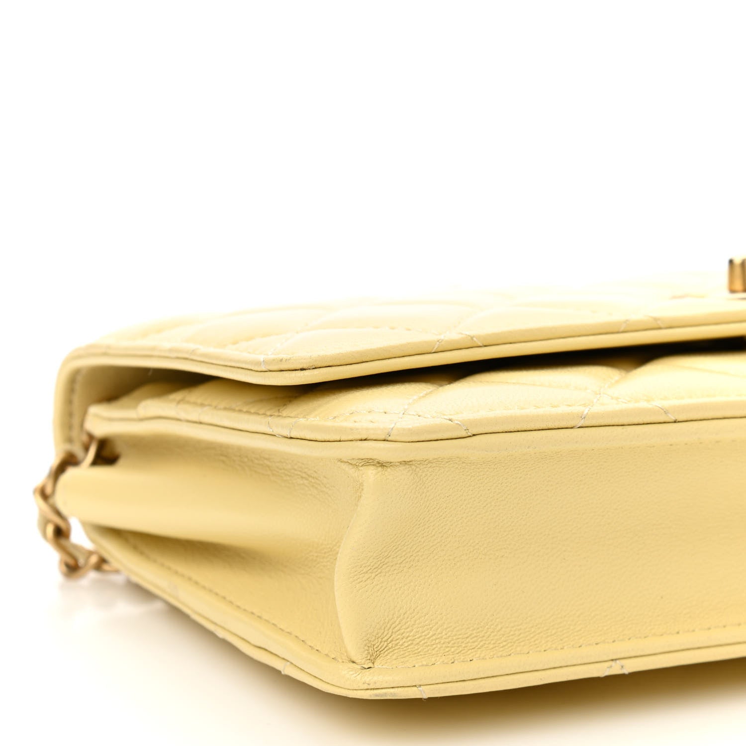 Chanel Lambskin Quilted Pearl Crush Wallet on Chain WOC Yellow 10 of 12