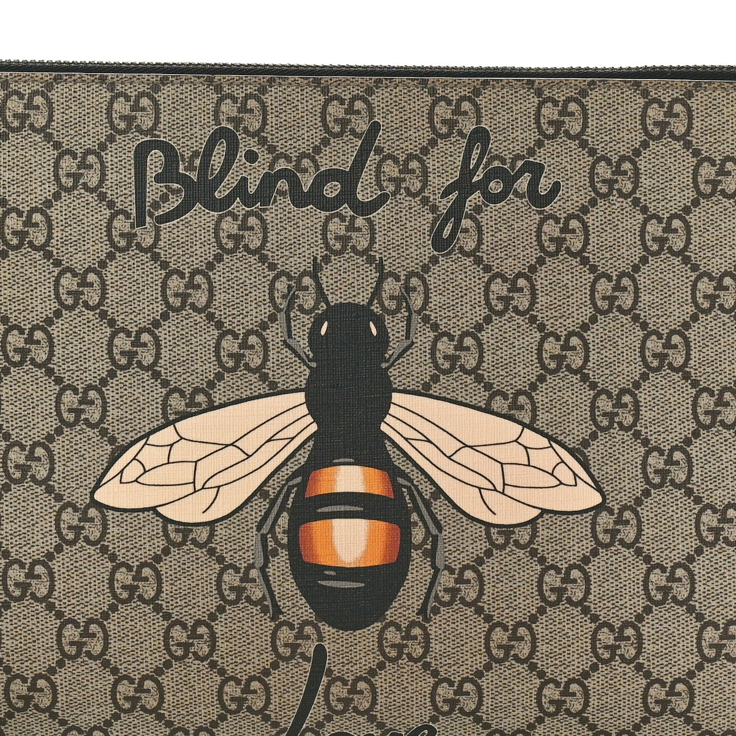 Gucci GG Supreme Monogram Blind For Love Wristlet Pouch Black 7 of 8