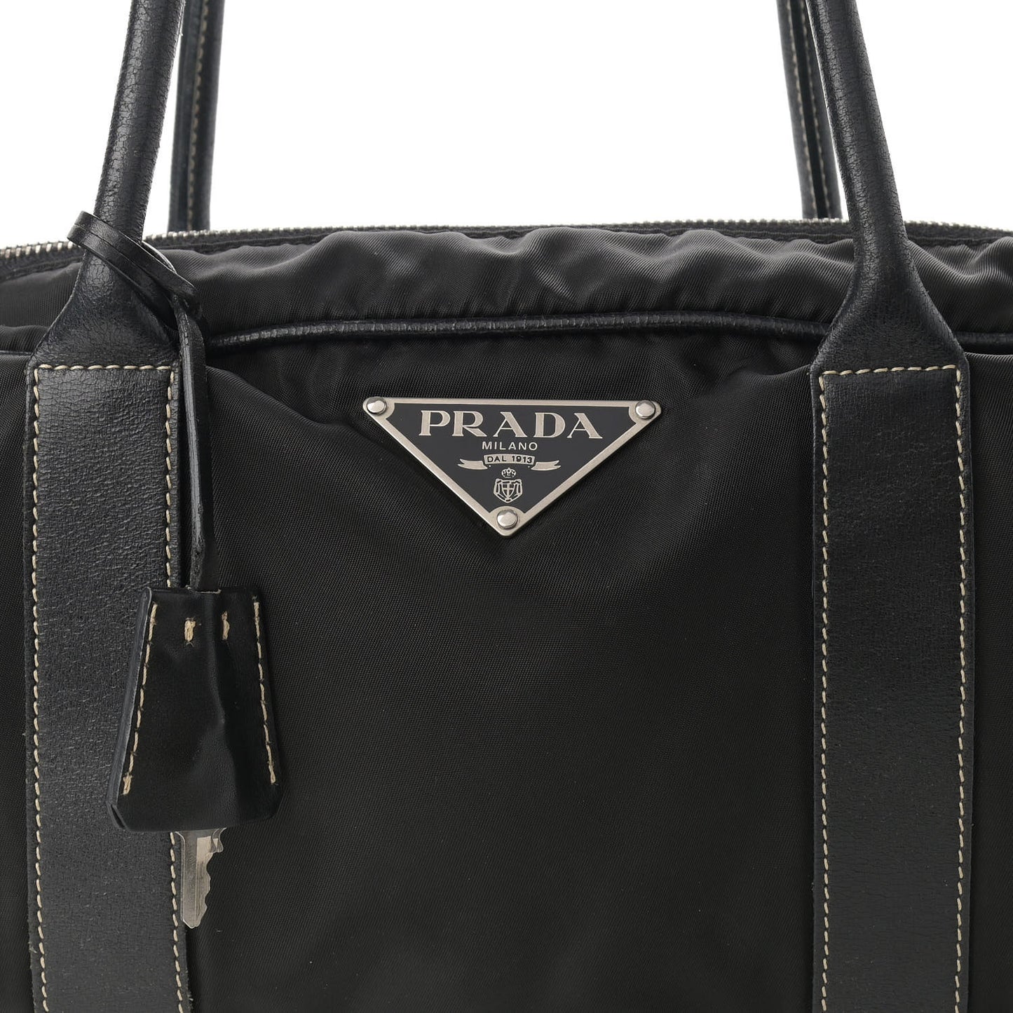 Tessuto Nylon Calfskin Shoulder Bag Black