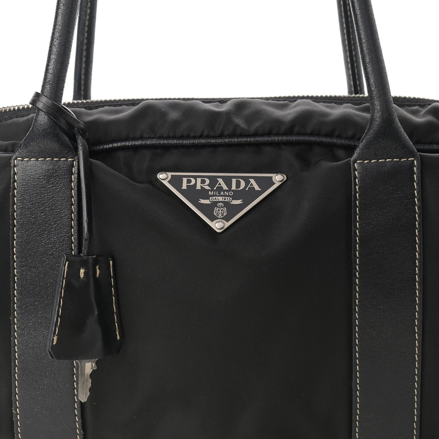 Prada Tessuto Nylon Calfskin Shoulder Bag Black 7 of 13