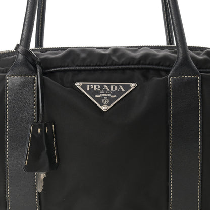 Prada Tessuto Nylon Calfskin Shoulder Bag Black 7 of 13